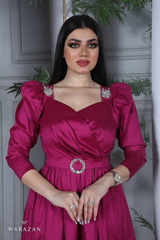 فستان راقي قماش شانطون وتطريز