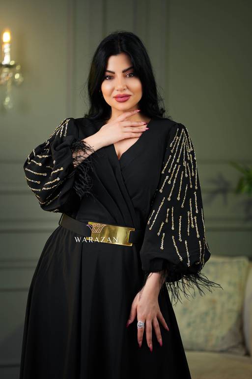 فستان سهرة للمناسبات والعيد والخطوبة مخمل مع حزام