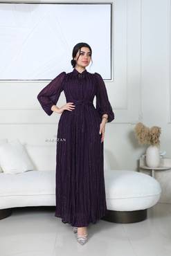 فستان ناعم بحزام من الخصر 