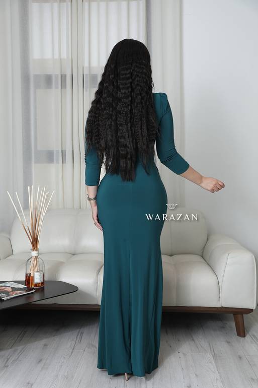 فستان سهرة انيق بستايل كم طويل