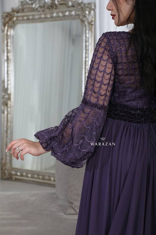 فستان سهرة راقي بأكمام طويلة 