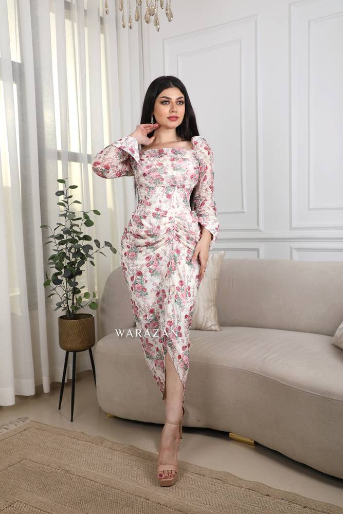 فستان سهرة ناعم مشجر قصير ماسك أنيق 