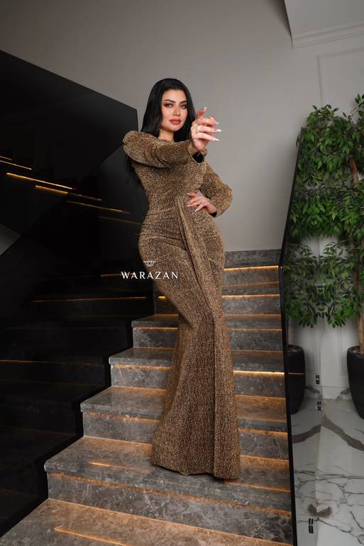 فستان سهرة ناعم ماسك بفصوص 