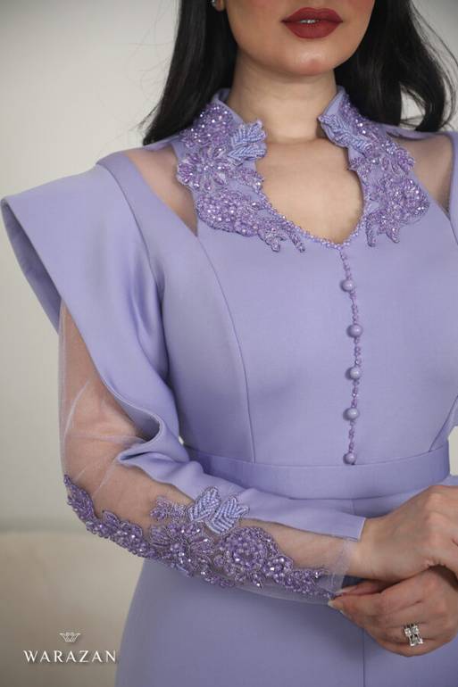 فستان سهره ماسك بتطريز ورود جميله