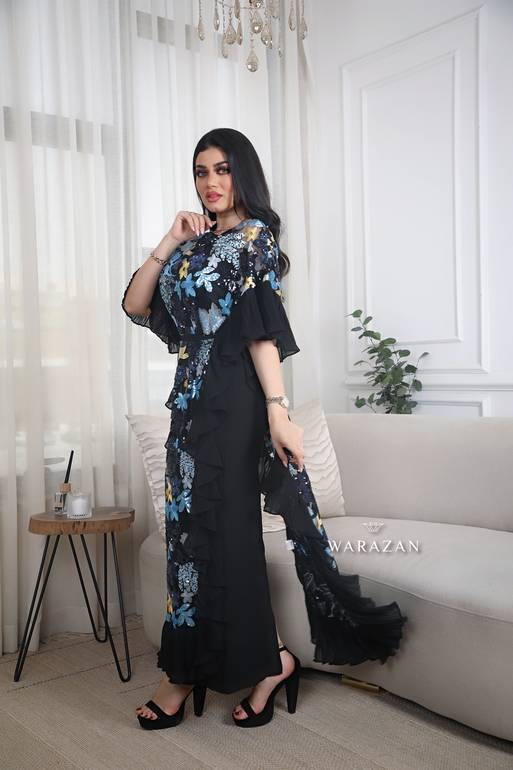 فستان سهرة قطعتين ترتر بألوان