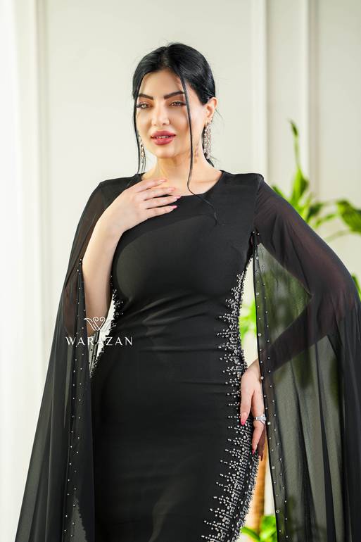 فستان سهرة ناعم للمناسبات بأكمام طويلة