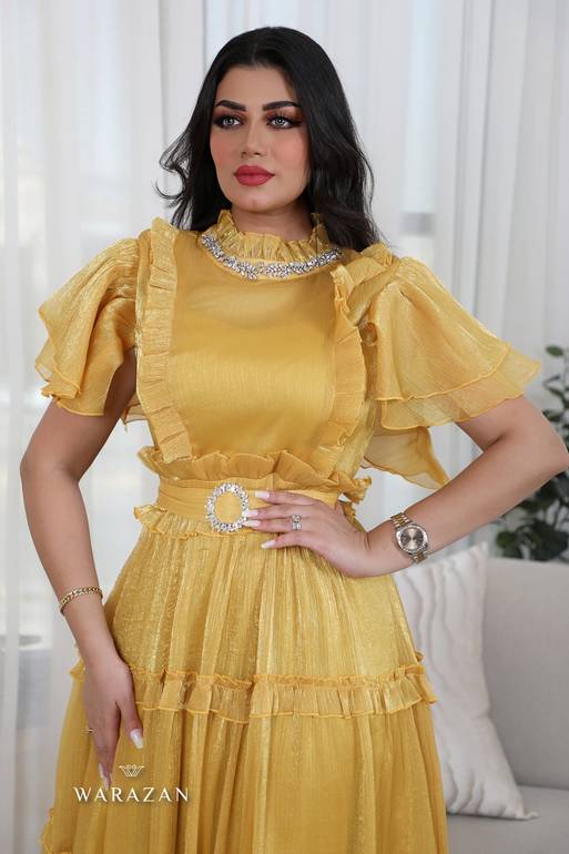 فستان ساتان كلوش بتطريز