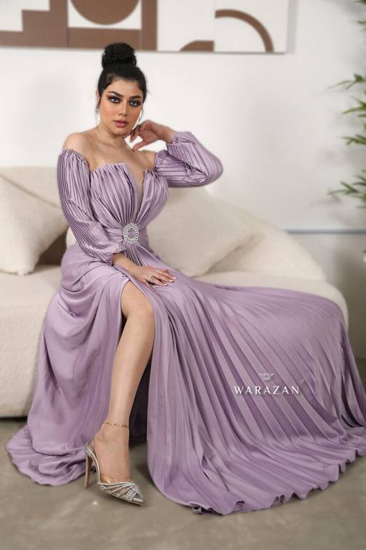 فستان سهرة بيليسيه بأكمام كرستال حلق