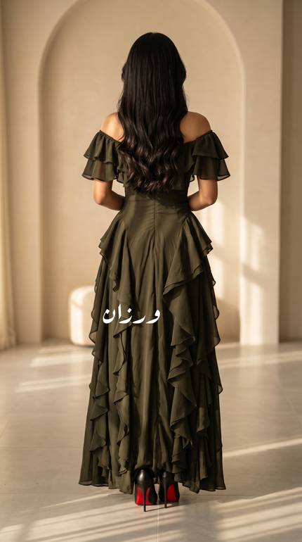 فستان ناعم بقصة من الكتف 