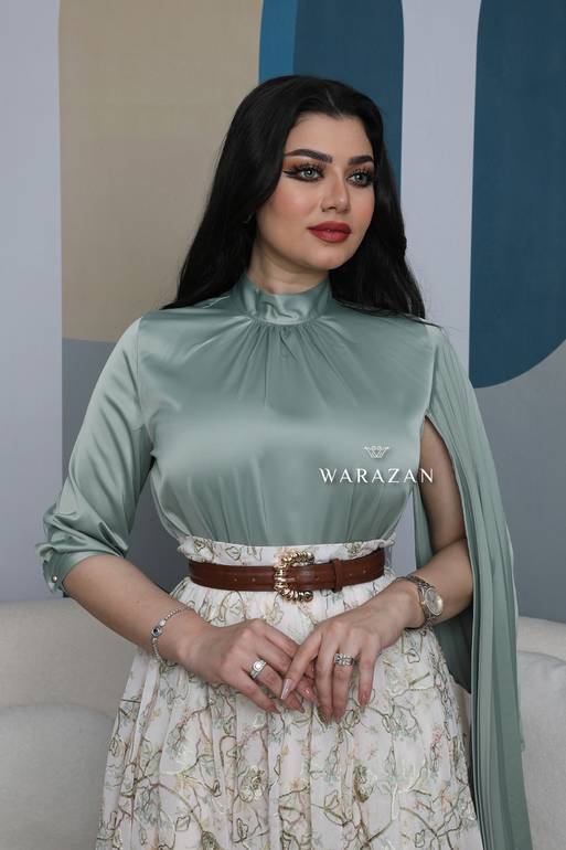 طقم العيد مع كم بيليسيه وتنورة مشجرة 