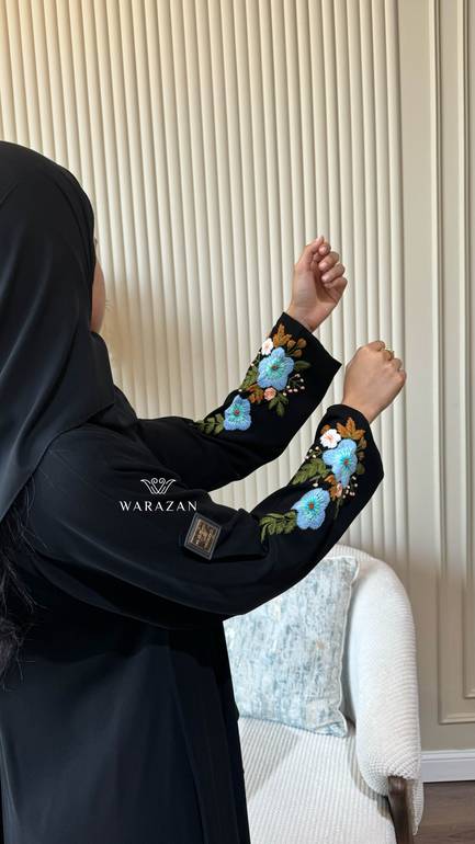 عباية قماش انترنت تطريز يدوي مورد للعيد