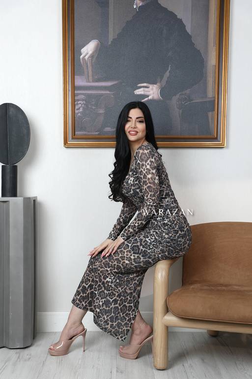 فستان سهرة ناعم ماسك نمري أنيق 