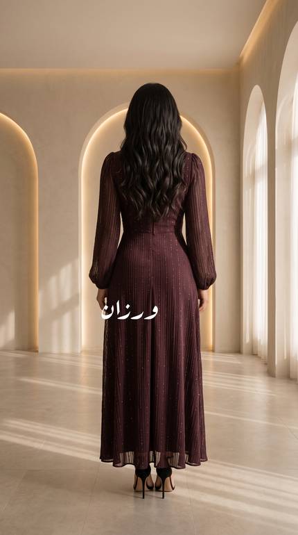 فستان ناعم أنيق لامع بأكمام شفافة