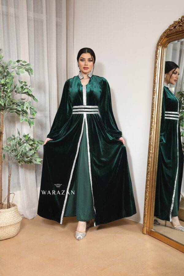 فستان مغربي مخمل سترس كامل للمناسبات