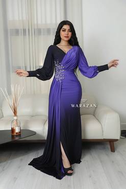 فستان سهرة ناعم ماسك بقصة من الجنب 