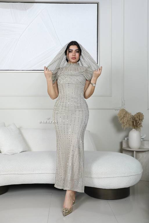 فستان ناعم ماسك بقصة من الكتف 