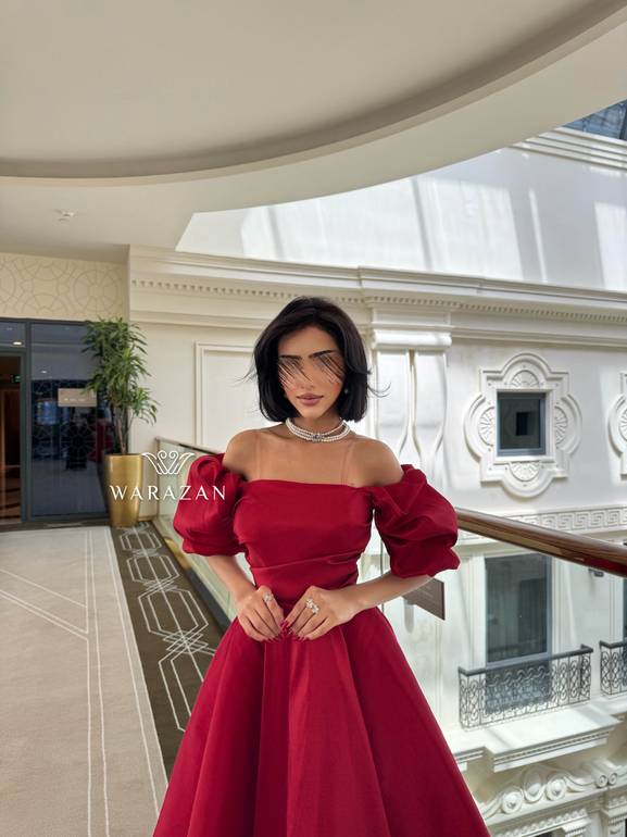 فستان سهرة ميد بقصة اكمام بف 