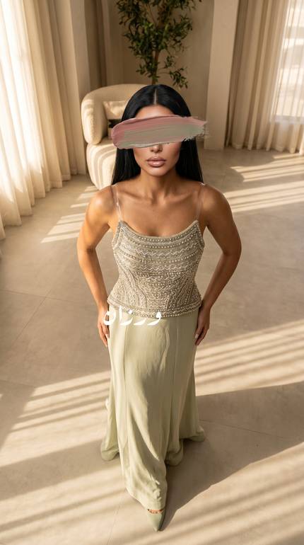 فستان كريب سراميك بشك يدوي المميز