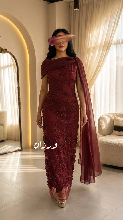 فستان راقي للمناسبات مع كم شيفون طايح 