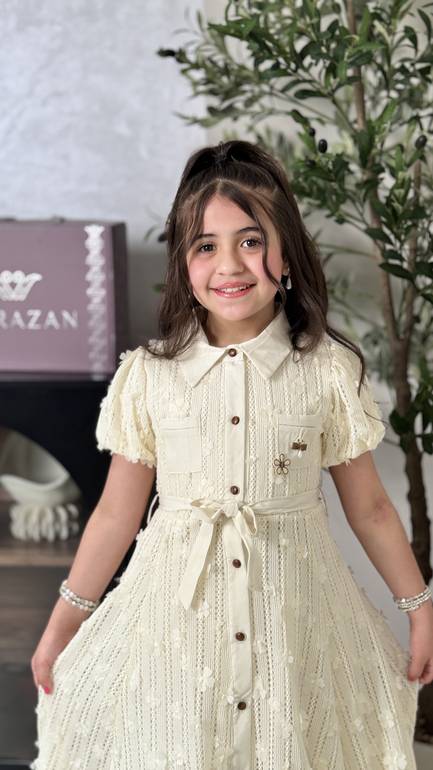 فستان بناتي بحزام  للمناسبات
