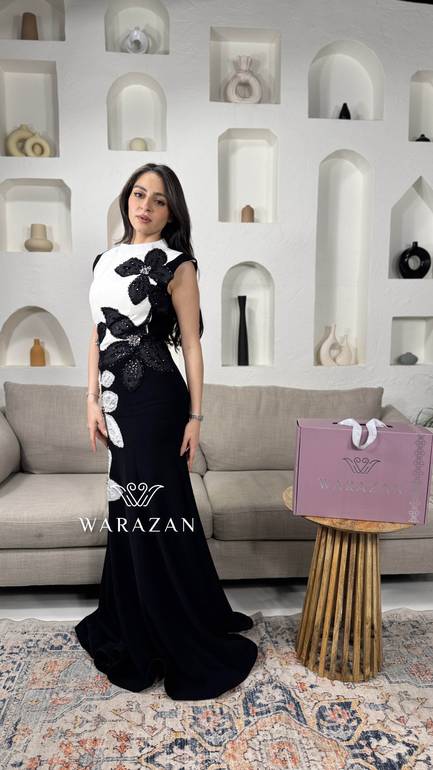 فستان سهرة بتدخيلة ورد 