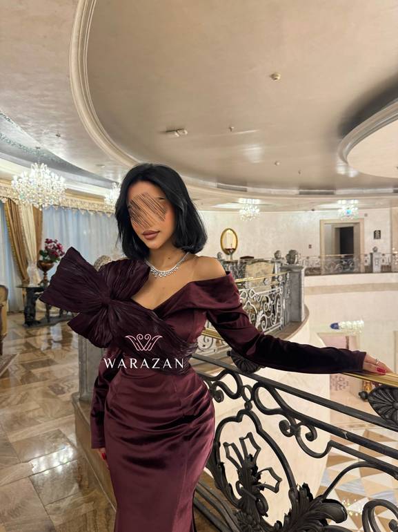 فستان مخمل قصة راقية مع فيونكة 