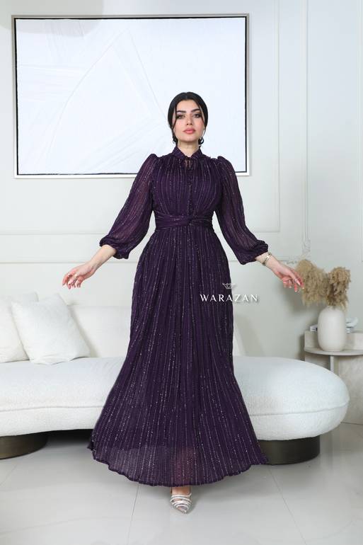 فستان ناعم بحزام من الخصر 