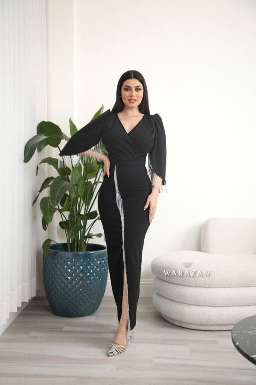 فستان ماسك استريتش مع هدب