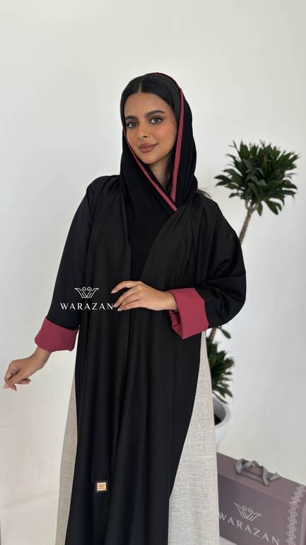 عباية كاجول بتدخيلة لون نود من الاكمام 