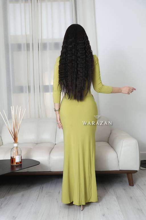 فستان سهرة انيق بستايل كم طويل