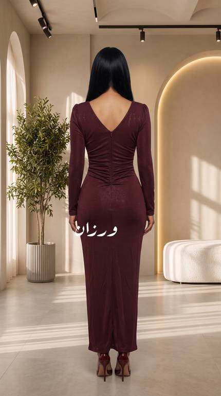  فستان سهرة بكسرات بتصميم درابيه فاخر