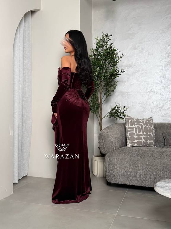 فستان  سهره  مخمل طويل 