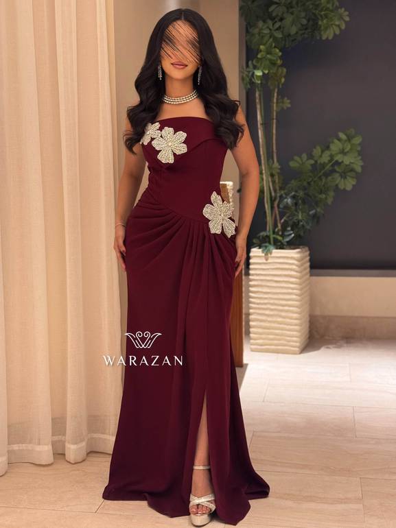فستان سهره ماسك بتدخيلة ورود 
