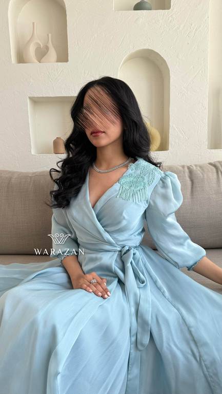  فستان لف ناعم للعيد دبل كلوش مع تطريز 