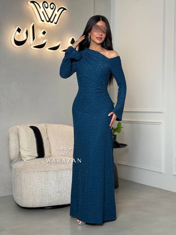 فستان ناعم مجسم بكسرات عند الخصر