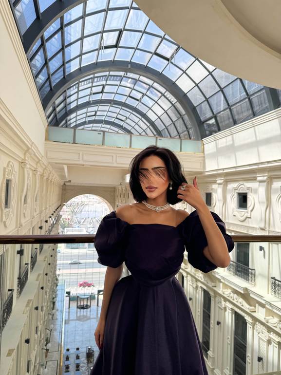 فستان سهرة ميد بقصة اكمام بف 