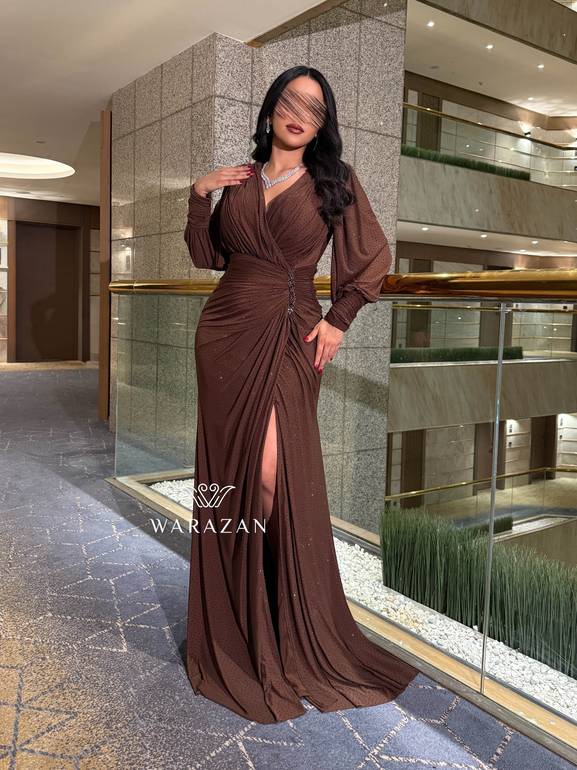 فستان سهره بكرستال من الخصر 