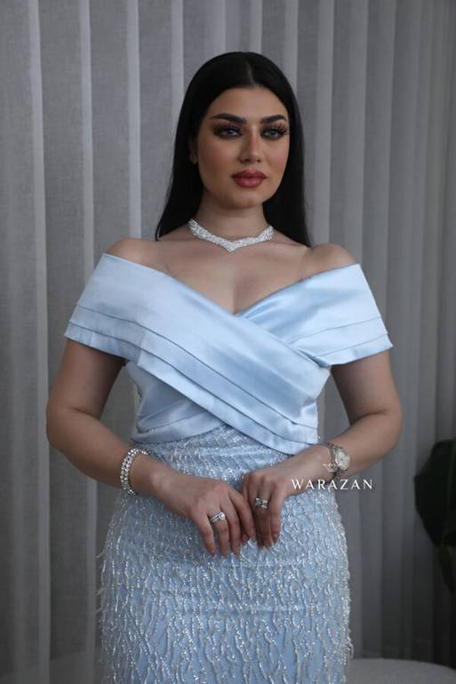 فستان تفتة سهره مع كلفة هدب