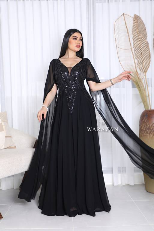 فستان سهرة ناعم وطويل شيفون ملكي