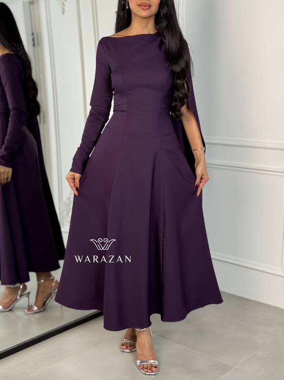 فستان سهرة ناعم  بكيب انسيابي يغطي الأكتاف