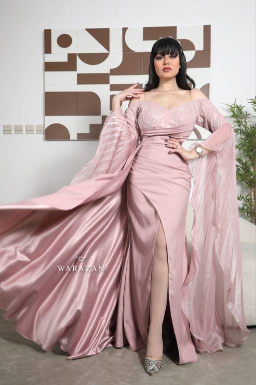 فستان سهرة ماسك بأكمام بيليسيه راقية