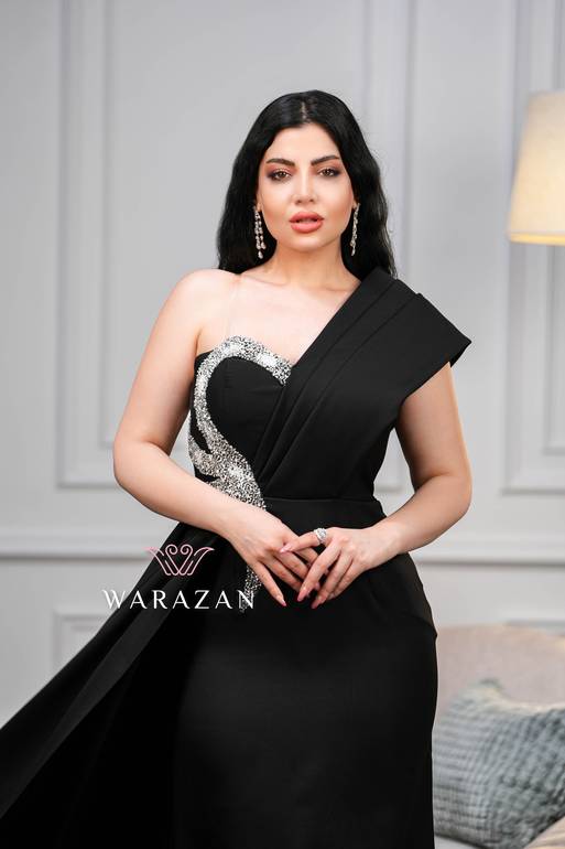 فستان سهرة ناعم طويل تطريز شك للمناسبات