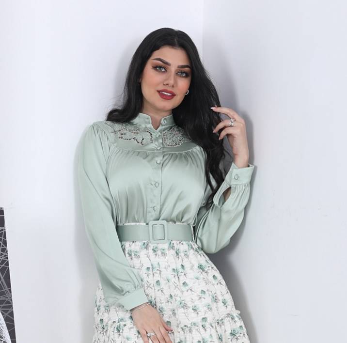 قميص ساتان باكمام طويلة
