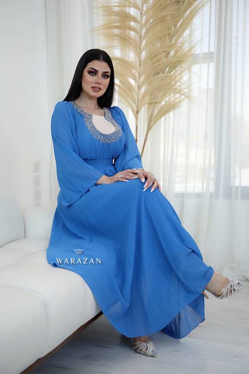 فستان سهرة ناعم شيفون بكسرات