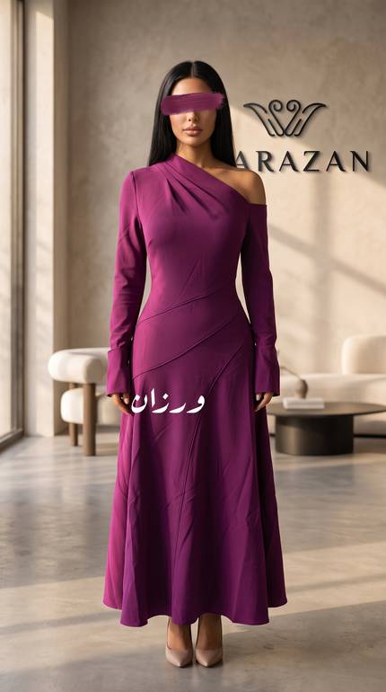 فستان ناعم بكسرات وقصة انسيابية