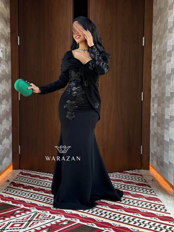 فستان سهره بفيونكة من الصدر و اكمام 