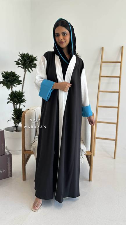 عباية كاجوال بلون اسود و تدخيلة لون 