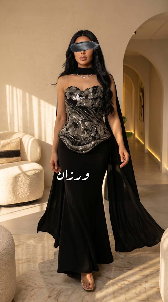 فستان سهرة توب بكلفة راقية و شال 