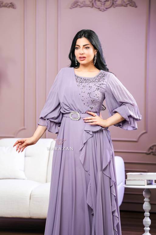 فستان سهرة مخمل دبل كلوش للمناسبات والعيد والخطوبة