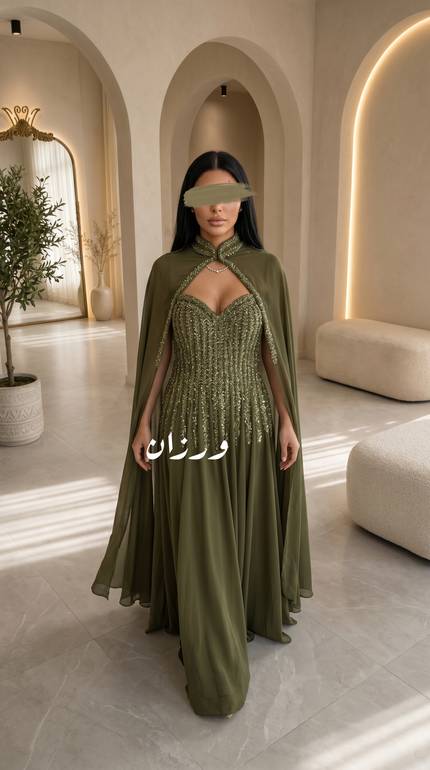 فستان سهرة بقصة من الرقبة